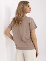 Dunkelbeige Baumwollbluse mit Druck.