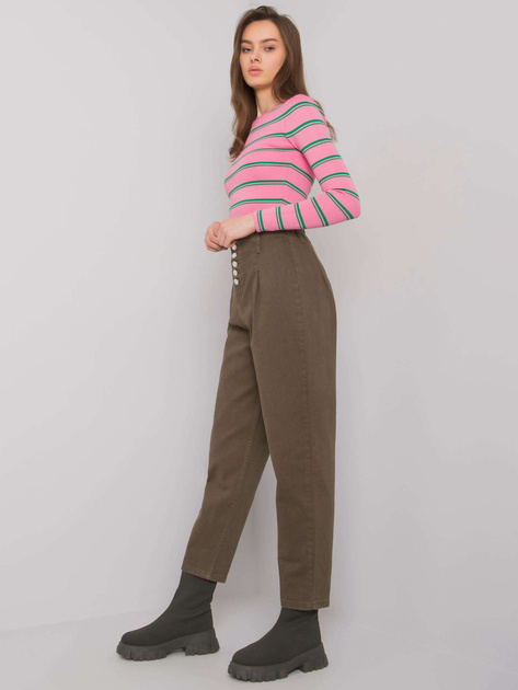 Khaki spodnie jeansowe z wysokim stanem Auburn