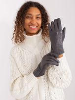 Hurt Ciemnoszare eleganckie rękawiczki z guzikiem