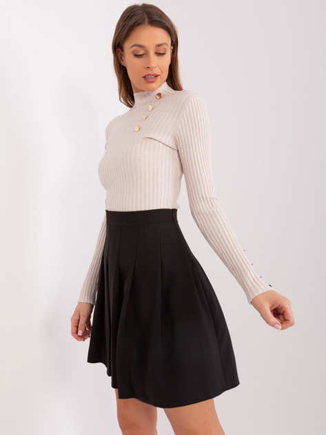 Hurtownia Czarna mini spódnica rozkloszowana z plisowaniem