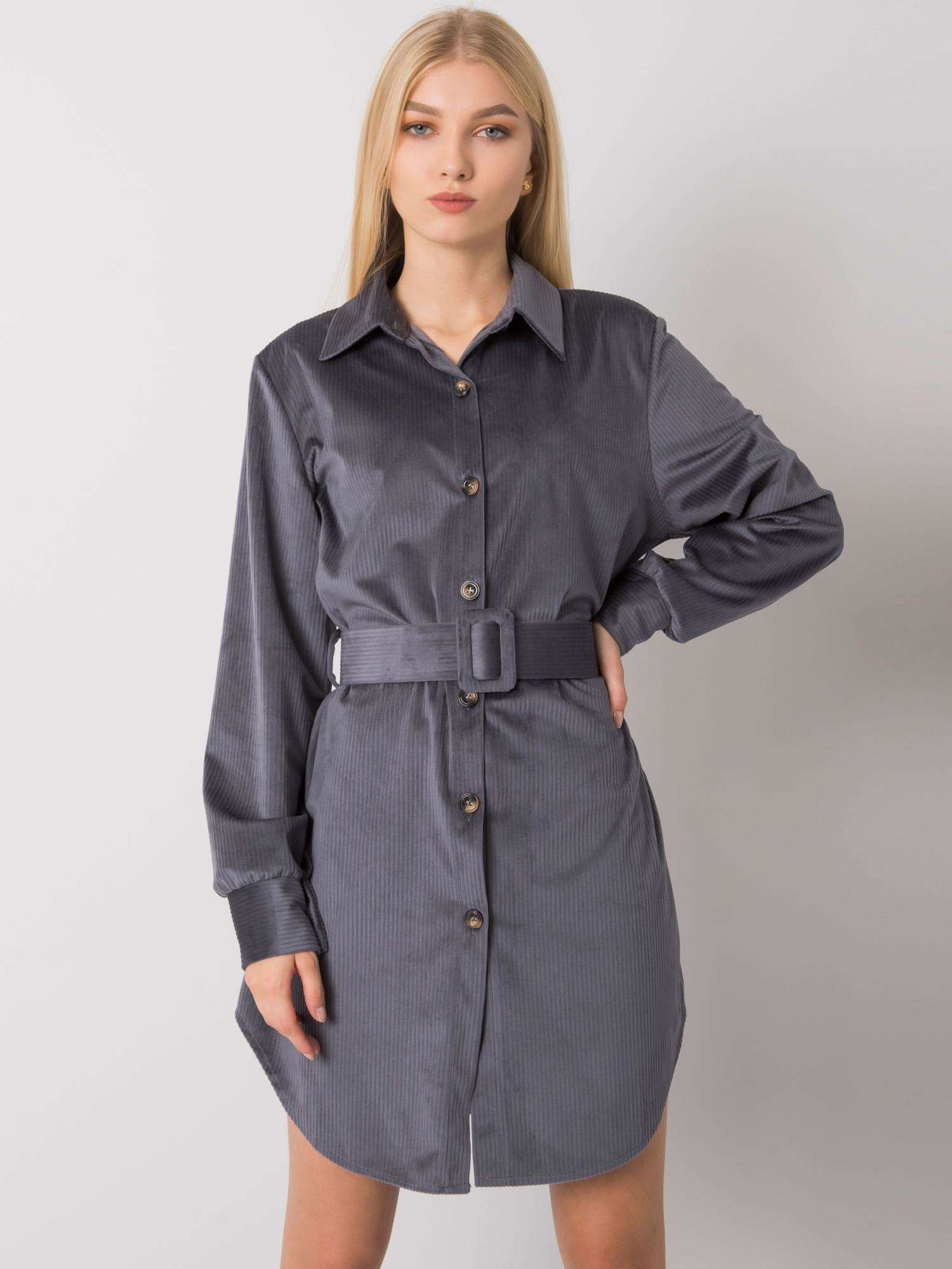 Grafitisches Hemdbladenkleid Abilene.