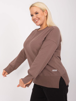 Hurt Brązowa dresowa bluza plus size z bawełny