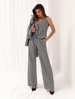 Hurt Szaro-czarne materiałowe spodnie z prostą nogawką