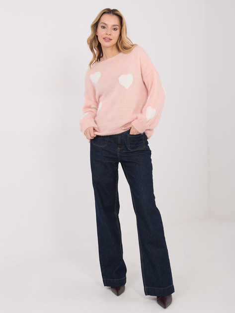 Jasnobrzoskwiniowy sweter z domieszką wełny