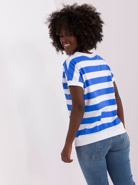 Hurt Biało-ciemnoniebieska bluzka w paski z misiem