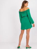 Zielona sukienka mini z odkrytymi ramionami Ameline