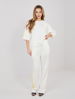 Ecru damski komplet z prostymi spodniami RUE PARIS 