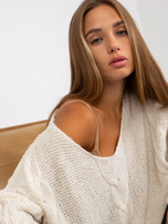 Hurt Ecru sweter z warkoczami o kroju oversize OCH BELLA