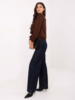 Brązowa rozpinana koszula z żabotem RUE PARIS 