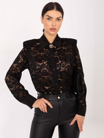 Czarna elegancka koszula z koronki