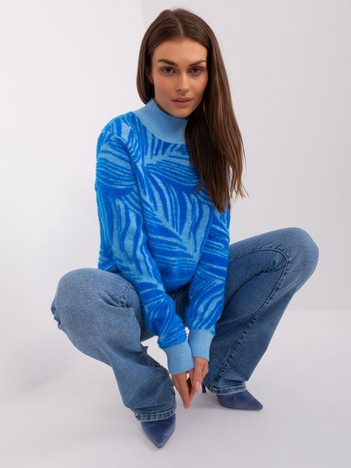 Hurt Niebieski damski sweter z golfem z wiskozą