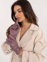 Hurt Fioletowe damskie rękawiczki z guzikami