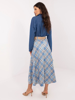 Niebieska rozkloszowana spódnica w kratę