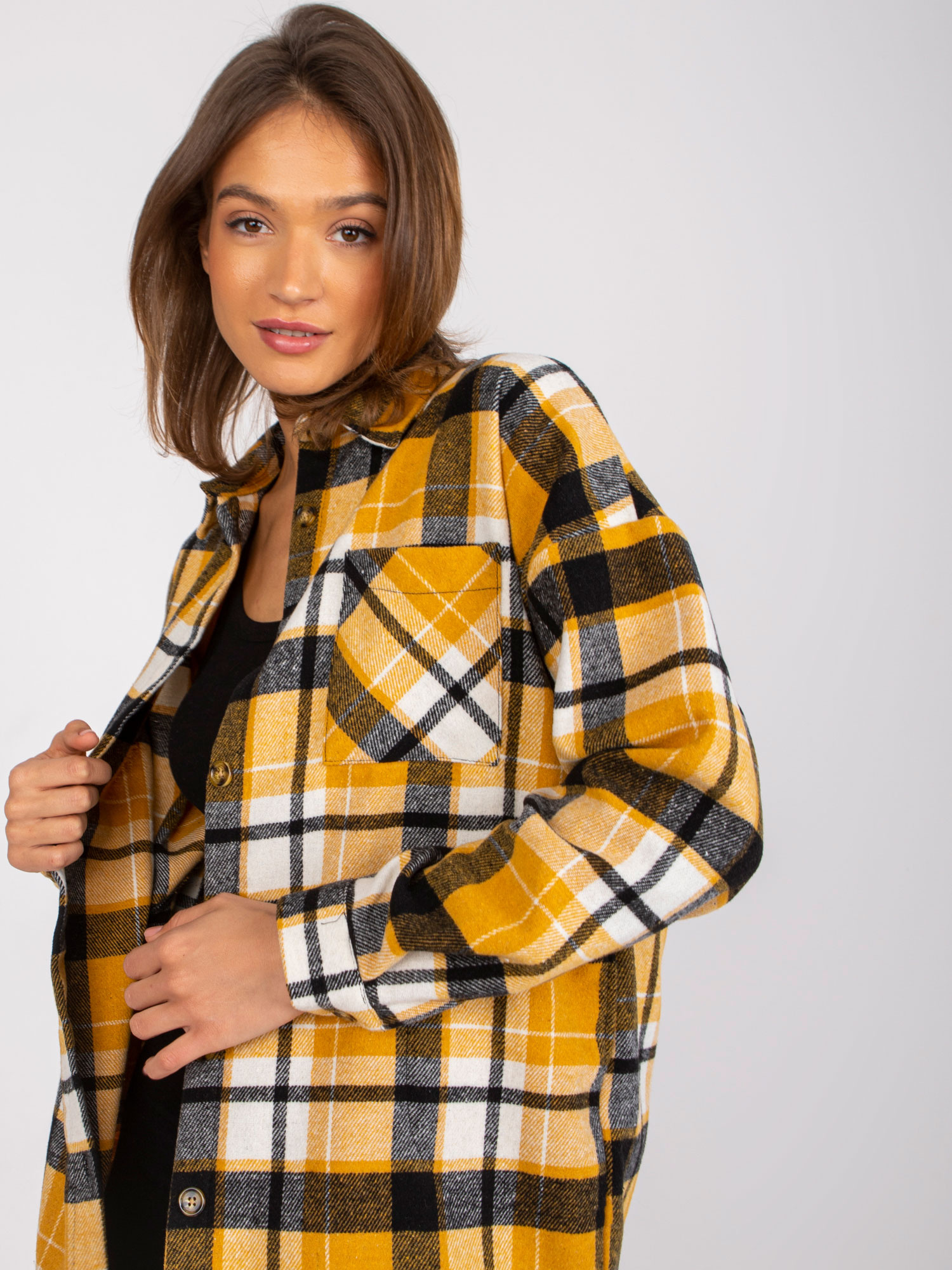 Yellow and Black Jolanta Cotton Long Shirt