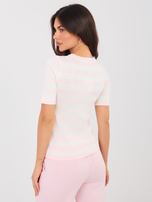 Jasnoróżowy damski sweter z krótkim rękawem 