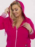 Fuksjowa bluza plus size z ozdobnymi ściągaczami 