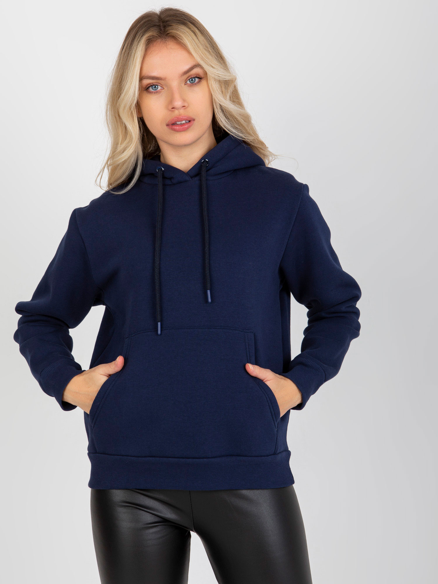 Hurt Granatowa dresowa bluza basic z kapturem RUE PARIS 