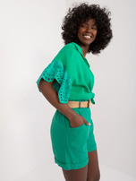 Hurt Zielone szorty damskie z podwijanymi nogawkami