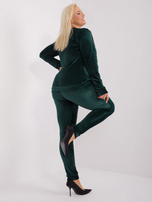 Hurt Ciemnozielony welurowy komplet plus size Jeanne