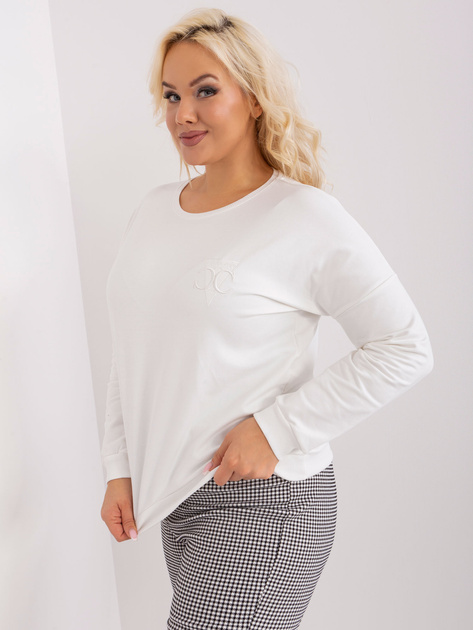 Hurtownia Ecru damska bluzka plus size z naszywką