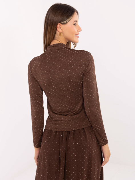 Brązowa dopasowana bluzka z aplikacjami RUE PARIS