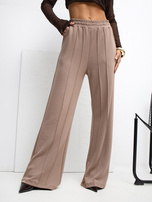 Ciemnobeżowe spodnie z wysokim stanem RUE PARIS 