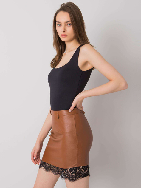 Brązowa ołówkowa spódnica z ekoskóry Bennington