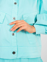 Turkusowa koszula z bufiastymi rękawami RUE PARIS  