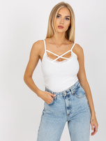 Biały prążkowany top na ramiączkach OCH BELLA 