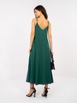 Dunkelgrünes Baumwollkleid mit Trägern RUE PARIS.