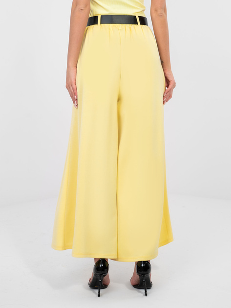 Pastelowe żółte spodnie z szeroką nogawką RUE PARIS