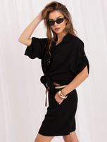 Black button-up shirt for summer.