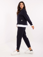 Granatowy przyjemny w dotyku komplet damski