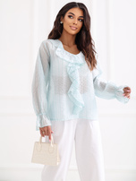 Miętowa prześwitująca bluzka w paski