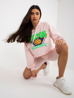 Hurt Jasnoróżowy komplet casualowy z bluzą i kolarkami