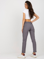 Hurt Fioletowe materiałowe spodnie w paski z kieszeniami