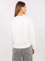 Ecru-różowa ocieplana bluza z napisem