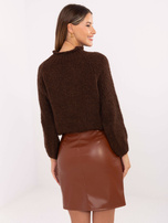 Jasnobrązowa dopasowana spódnica z koronką RUE PARIS 