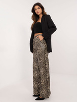 Hurt Beżowo-czarne wzorzyste spodnie ze skóry ekologicznej