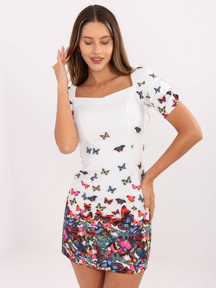 Biała mini sukienka z printem