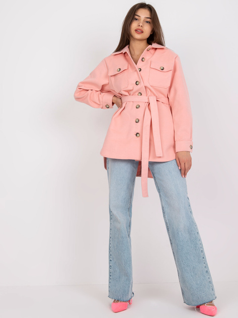 Różowa długa koszula z paskiem Olesia