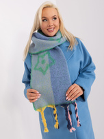 Hurt Zielony damski szal z frędzlami