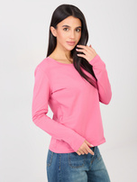 Różowa bluzka basic z długim rękawem RUE PARIS 