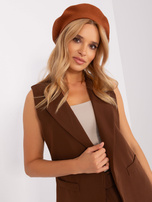 Hurtownia Jasnobrązowy damski beret z kaszmirem