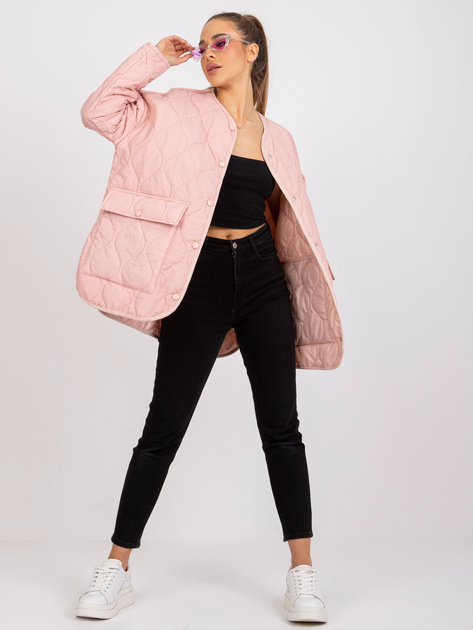 Brudnoróżowa pikowana kurtka bez kaptura Callie RUE PARIS