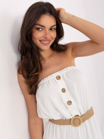 Ecru kombinezon z plecionym paskiem Felippa RUE PARIS