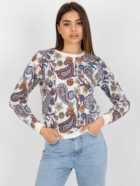 Hurt Ecru-niebieska bluza w orientalne wzory bez kaptura