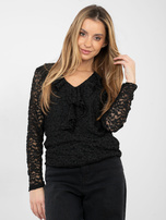 Czarna elegancka bluzka z koronki RUE PARIS 