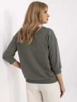 Hurt Khaki bawełniana bluzka damska z rękawem 3/4