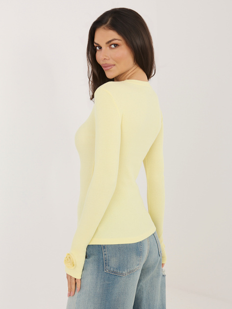 Jasnożółta prążkowana bluzka z dziurami na kciuki RUE PARIS